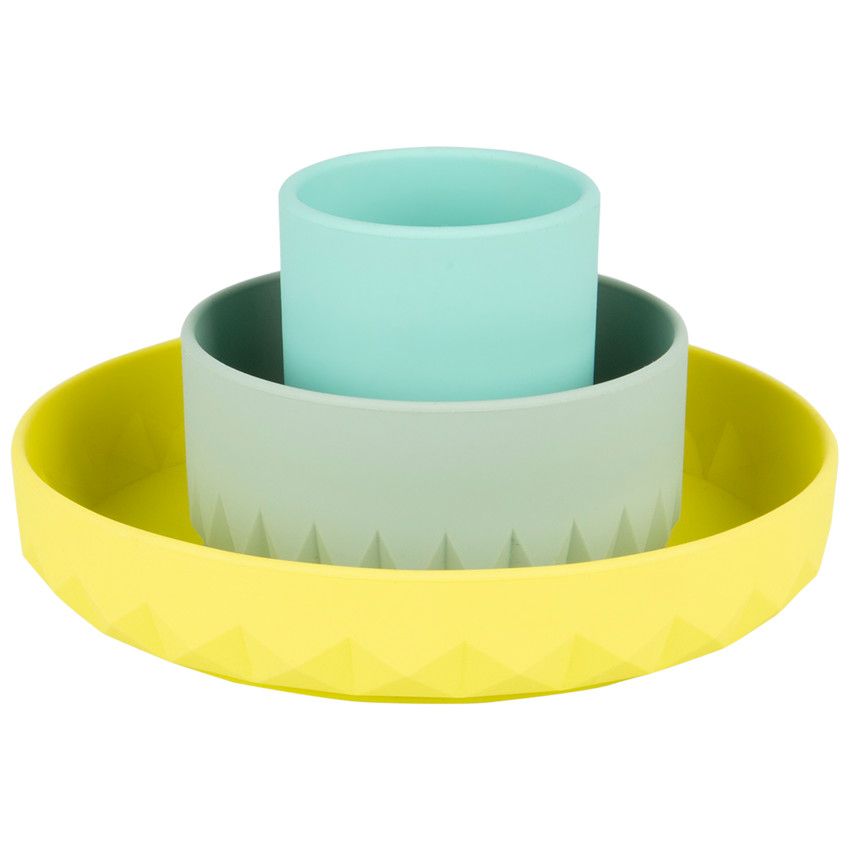 Set repas en silicone 3 pcs - Origami - Ecru