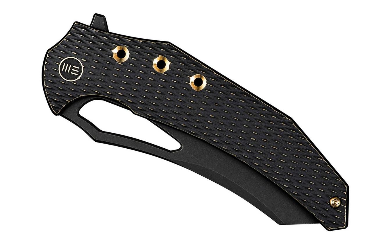 WE Knife Epaulette WE24024-1 Black Stonewashed M390 Diamond Patterned Black Titanium, zakmes, Gavko Knives design