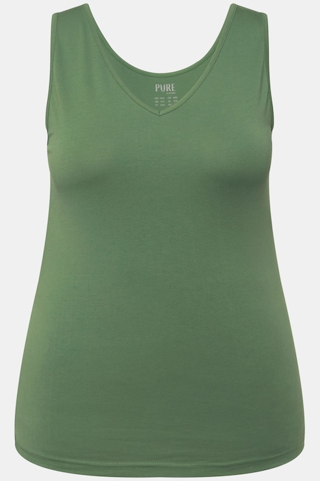 Tanktops, 2er-Pack, Blüten/einfarbig, V-Ausschnitt, ärmellos