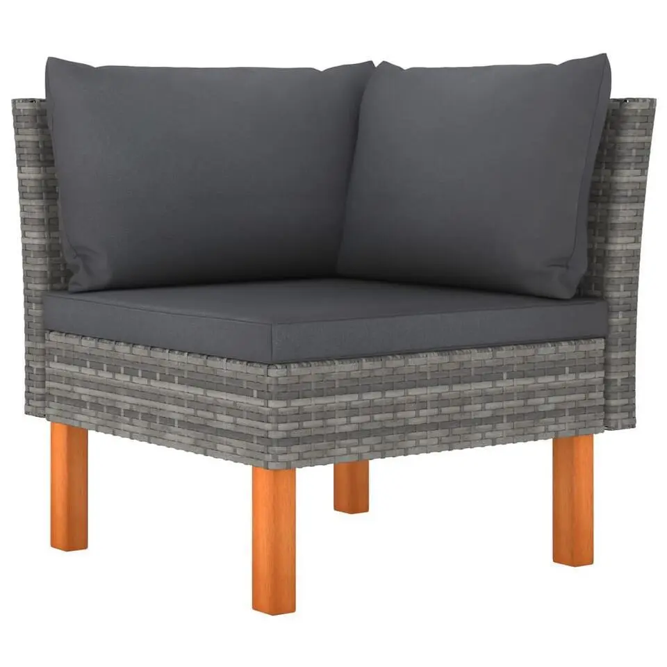 vidaXL - Loungeset - Grijs - Poly rattan - 4 stuks - Met kussens