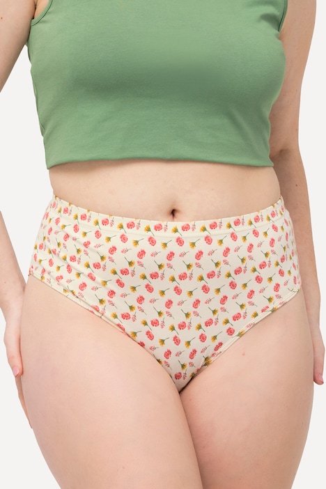 Slips, 2er-Pack, Blüten/einfarbig, Midislips, Biobaumwolle