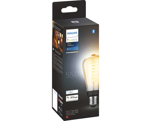 Philips Hue White Ambiance Dimbare Gouden Filamentlamp ST64 E27/7W (40W) 550 lm 2200K-6500K - Compatibel met SMART HOME van Hornbach