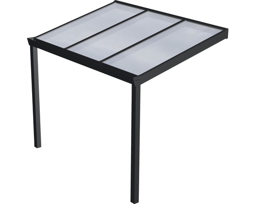 Terrasoverkapping Expert met opaal polycarbonaat, 300 x 250 cm, antraciet structuur