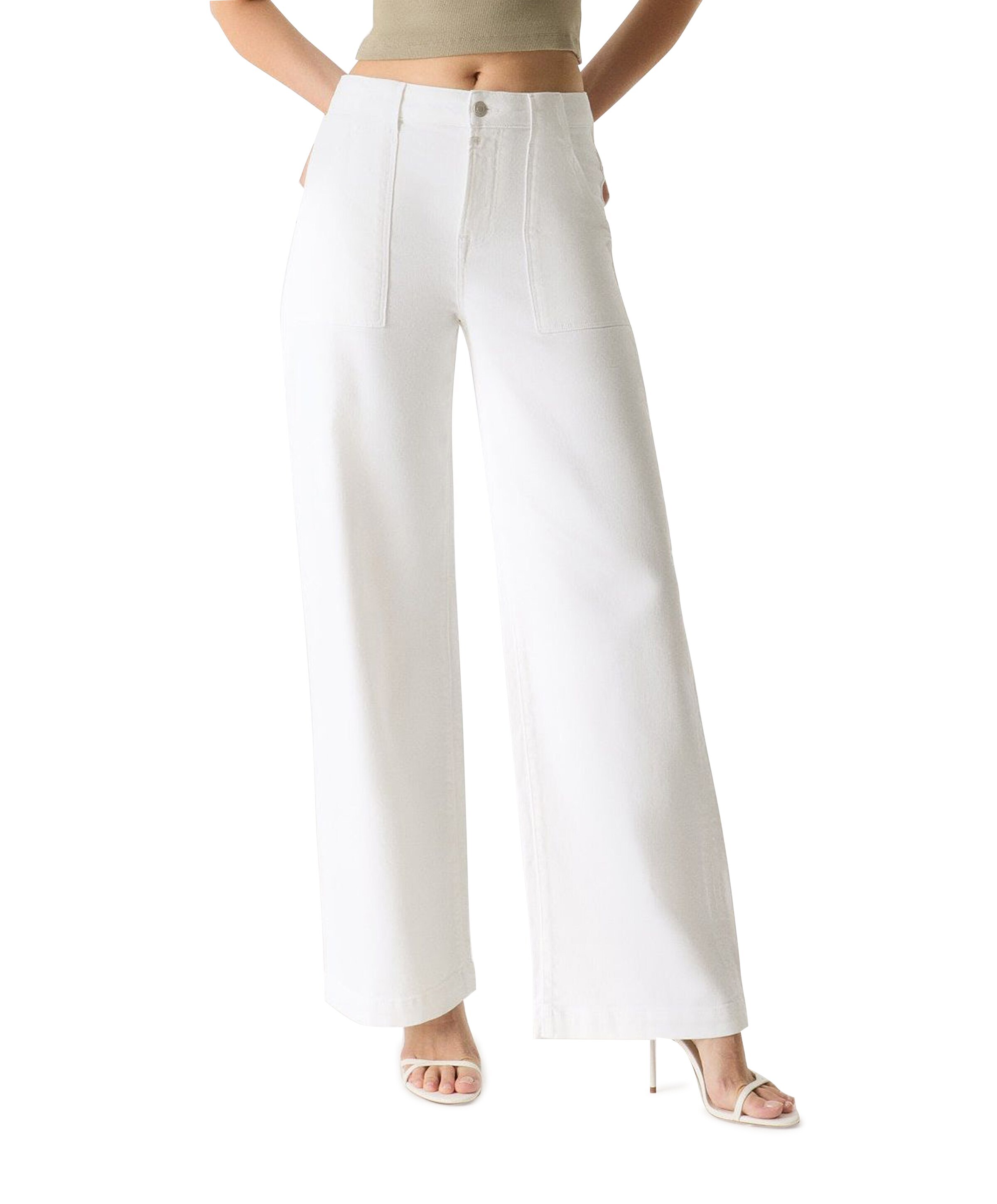 Cup of Joe Denim high waist wide leg dames jeans wit