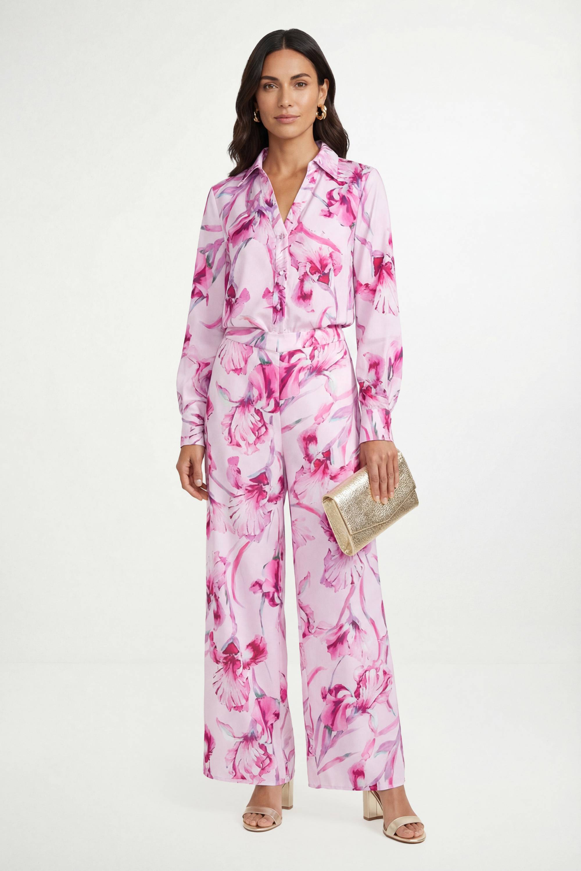 Wallis Ensemble Coordonné Chemise Satinée À Fleurs