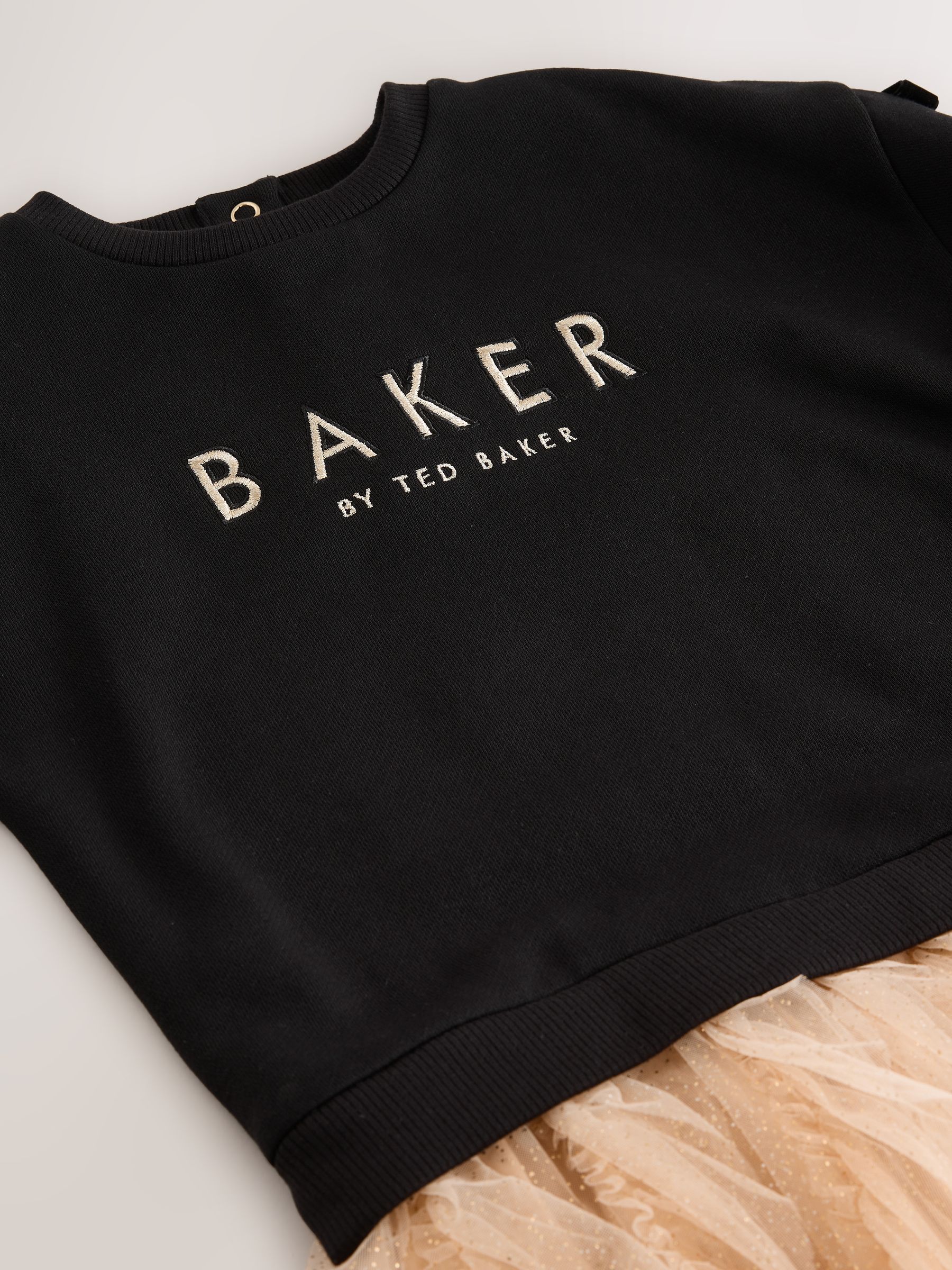 Zwart - Baker by Ted Baker Mesh Skirted Sweat Mockable Dress