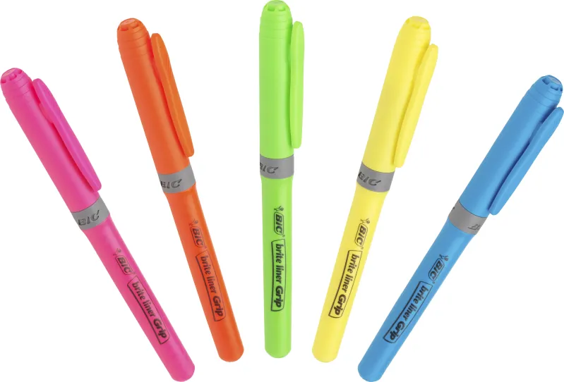 Overstregningspen BIC Highlighter Grip orange med skrå spids - (12 stk.)