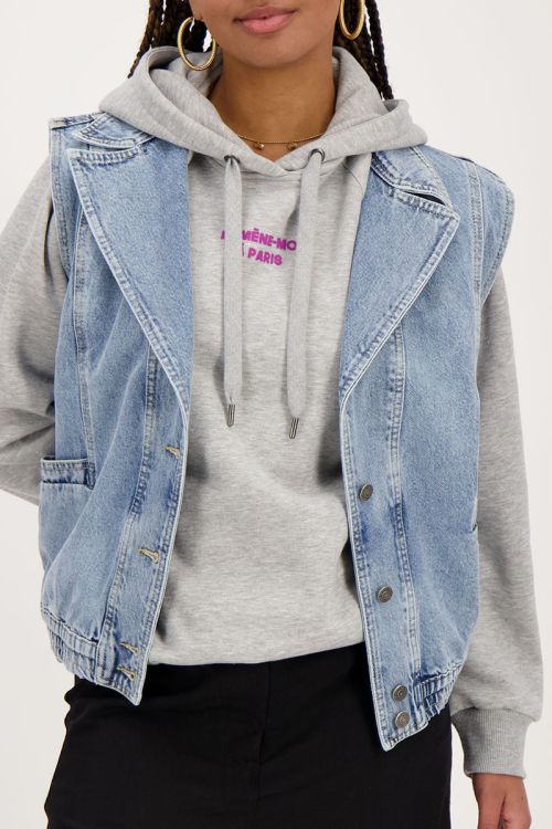 Blauw denim gilet met elastische tailleband