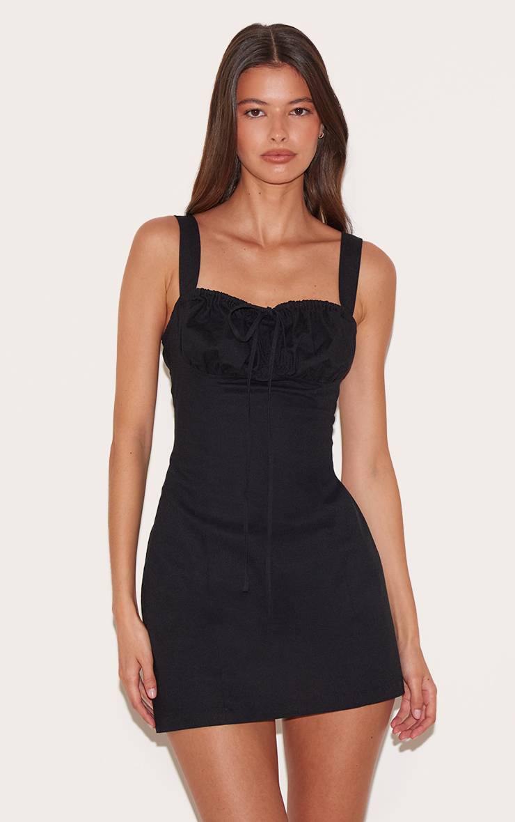 Noir Robe Droite Avec Détail Nœud