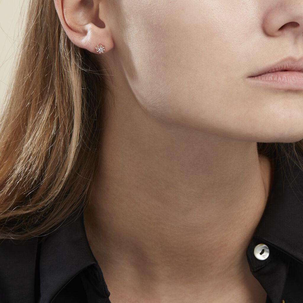 Boucles D'oreilles Puces Argent Rose Donella Oxyde De Zirconium