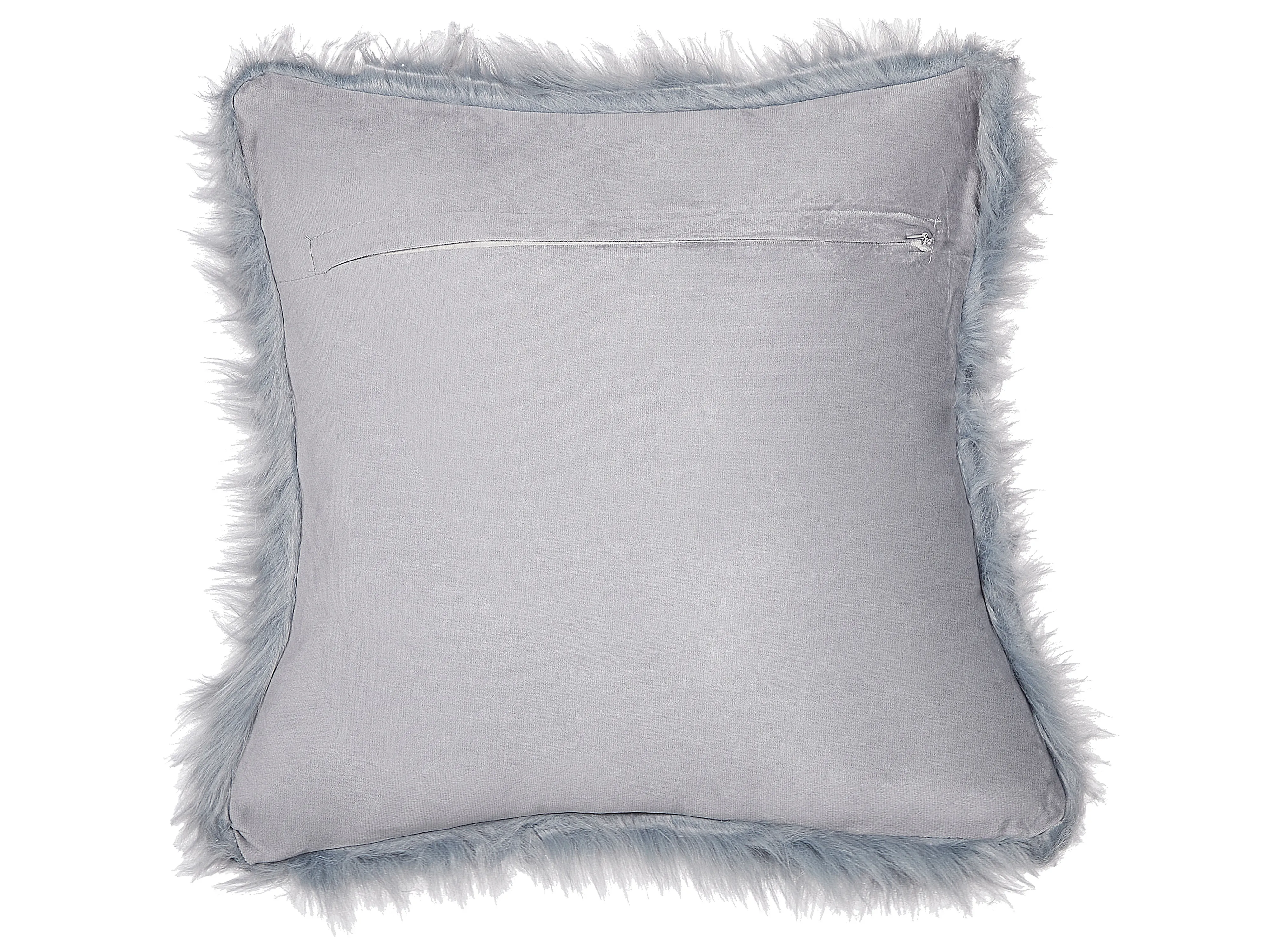 Set van 2 sierkussens LUBHA Nepbont 42 x 42 cm Donkerblauw effen