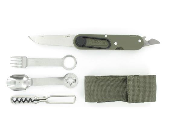 Tatou - 4 pièces + Tire-Bouchon - Manche Kaki - pochette kaki Couteau Ethique par Tatou