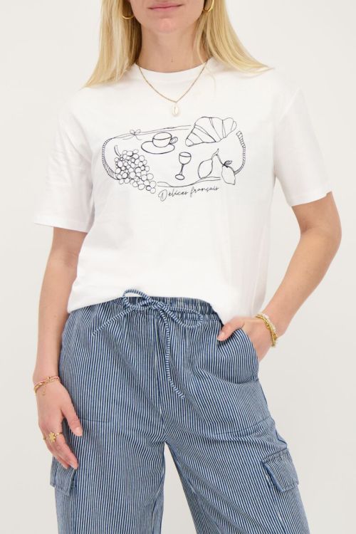 Wit T-shirt ''Délices français''