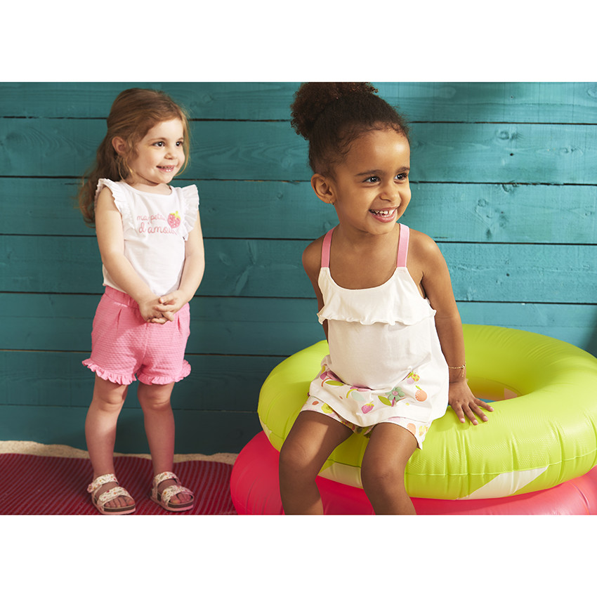 Ensemble court avec short effet cloqué pour bébé fille