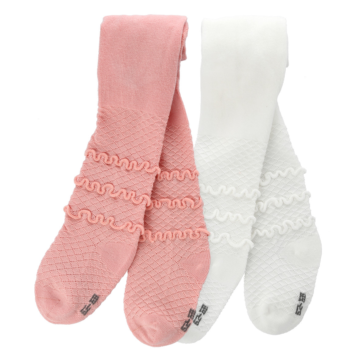 Topomini 2 Baby Strumpfhosen mit Strukturmuster weiss / rosa