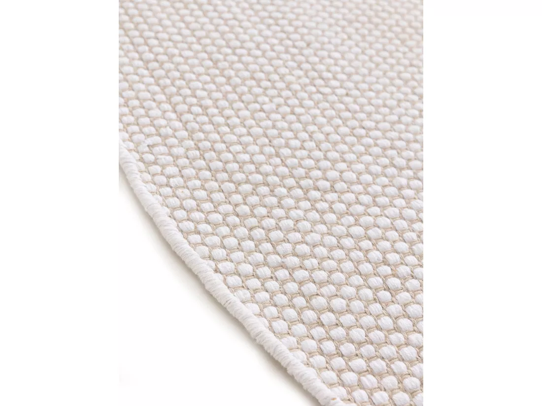 Tapis en coton tissé main Ron Blanc ø 120cm rond