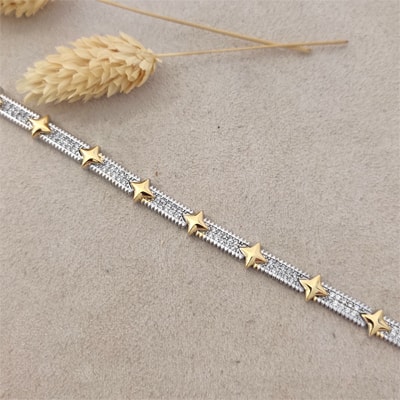 Bracelet - Laiton plaqué or & zircon