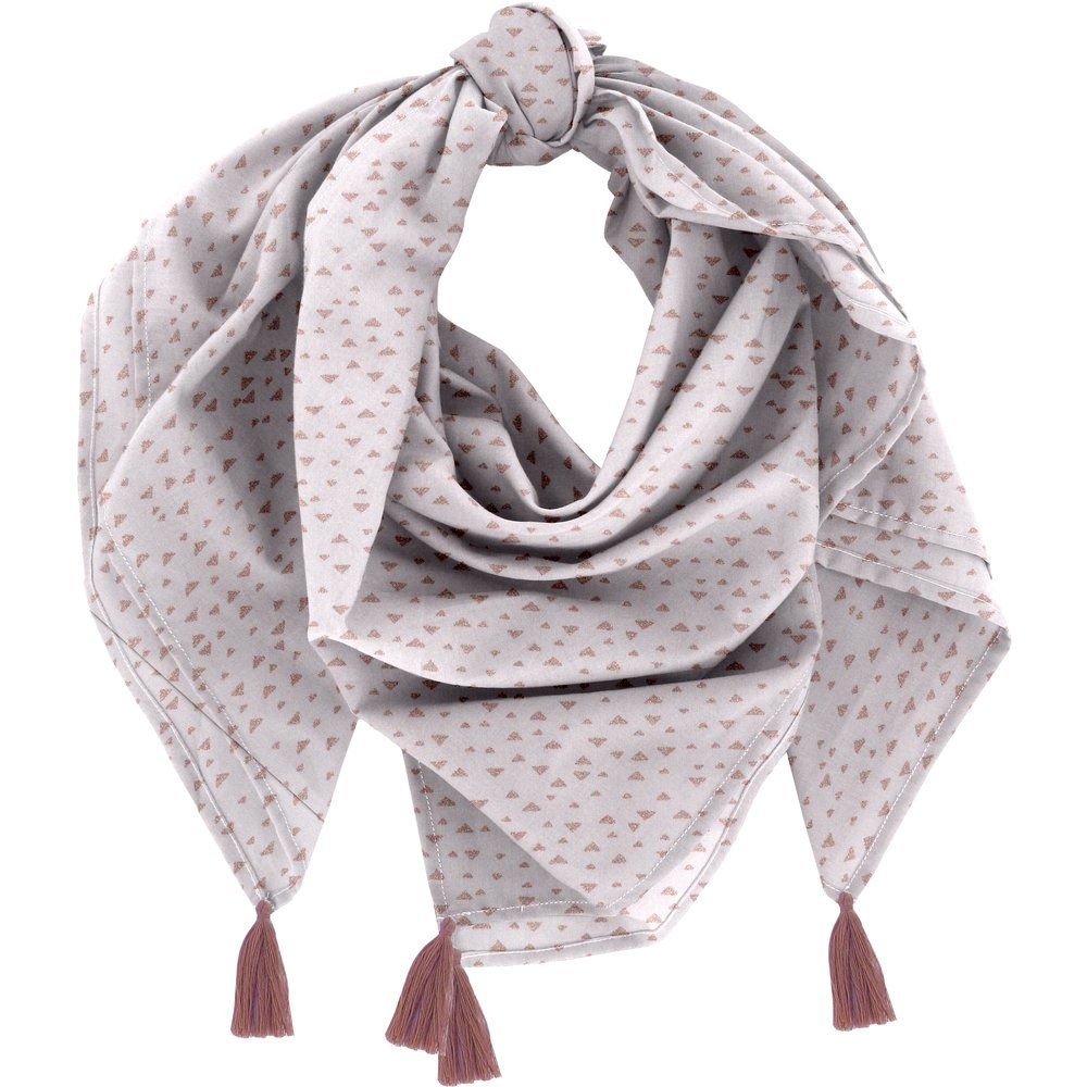 Foulard Pompon Triangle Cuivré Gris
