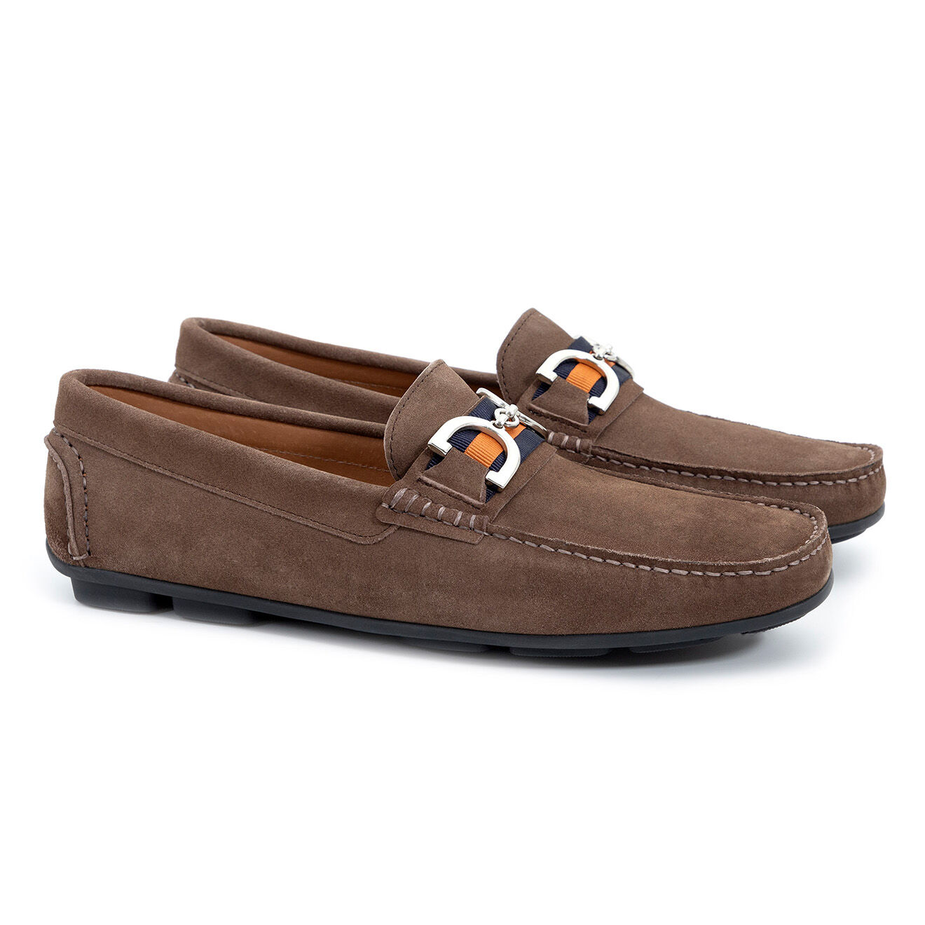 Caramelo Mocassins en Velours de Cuir Noe taupe/argent