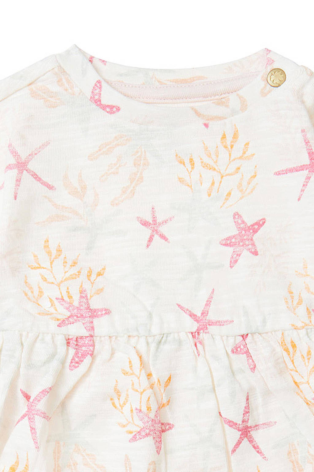 Noppies baby jurk met all over print offwhite/roze/geel