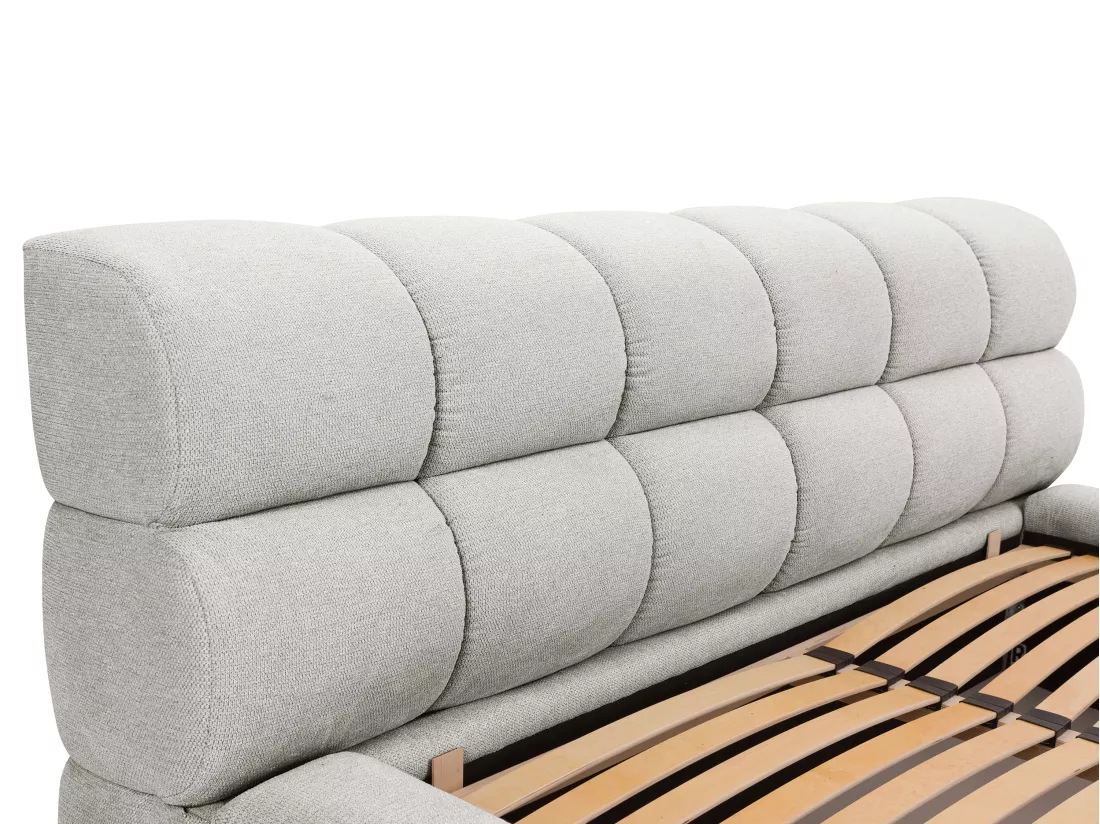 Lit coffre 180 x 200 cm - Tissu - Gris clair - FORVIK de Pascal Morabito