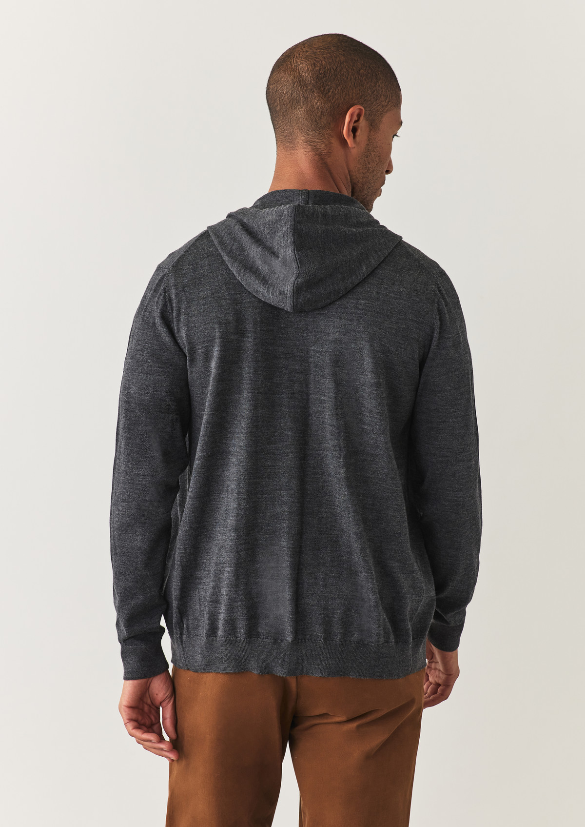 Gilet à capuche zippé en laine Mérinos unie grise