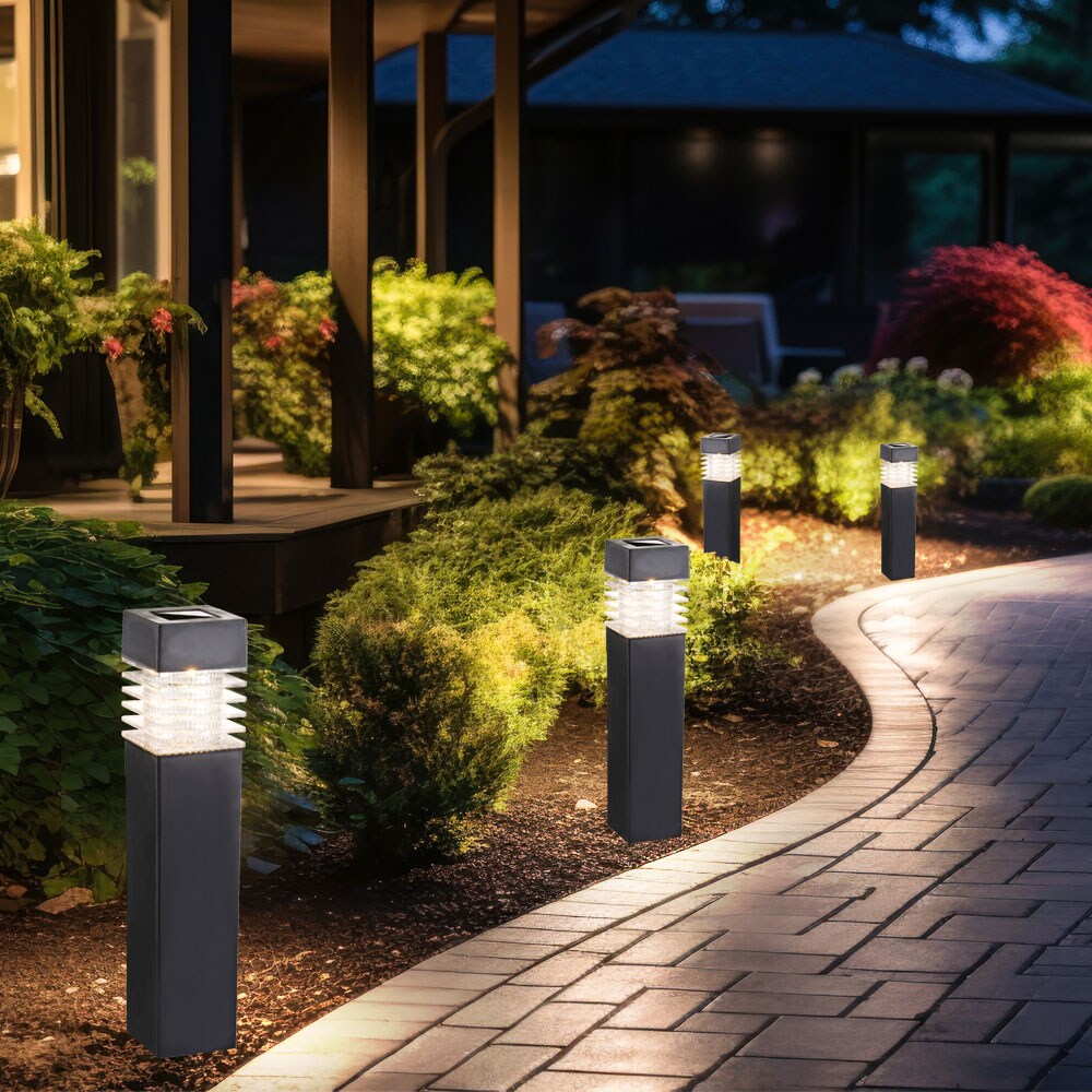 LED Solarlampen, IP44, grau, H 38,5cm, 4er Set