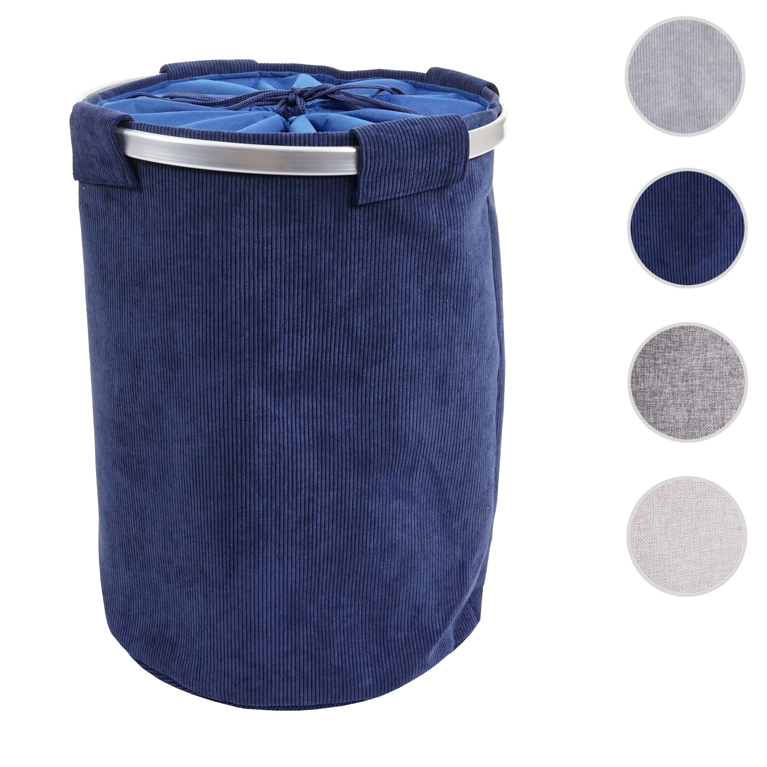 Wäschesammler MCW-C34, Laundry Wäschekorb Wäschebox Wäschesack Wäschebehälter mit Netz, 55x39cm 65l ~ cord blau