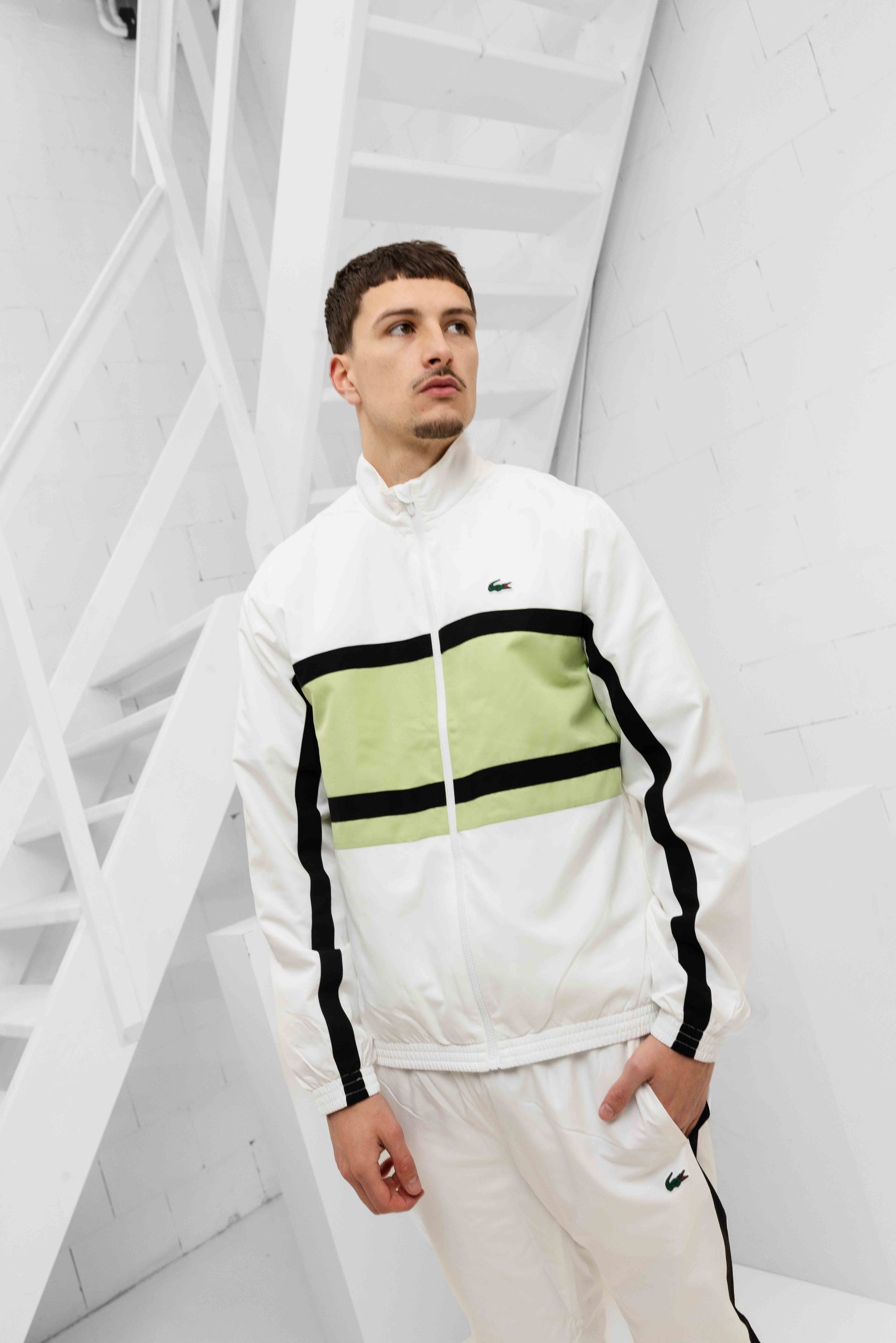 Lacoste Sport Printed Trainingspak Heren Wit/Lichtgroen