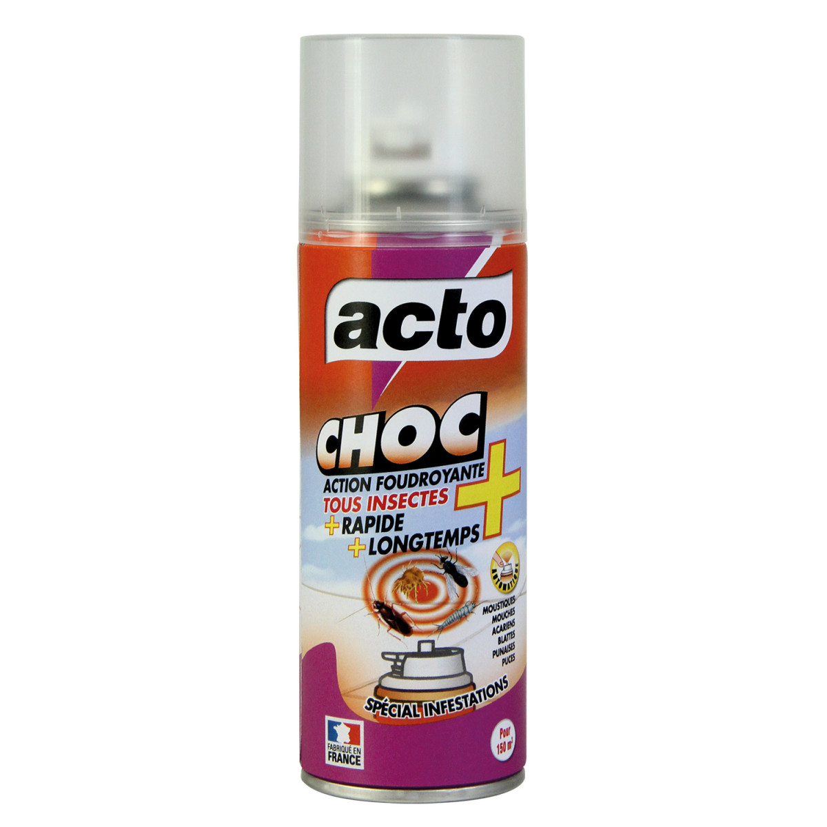 Lot de 2 aérosols acto choc : pour une maison sans insectes