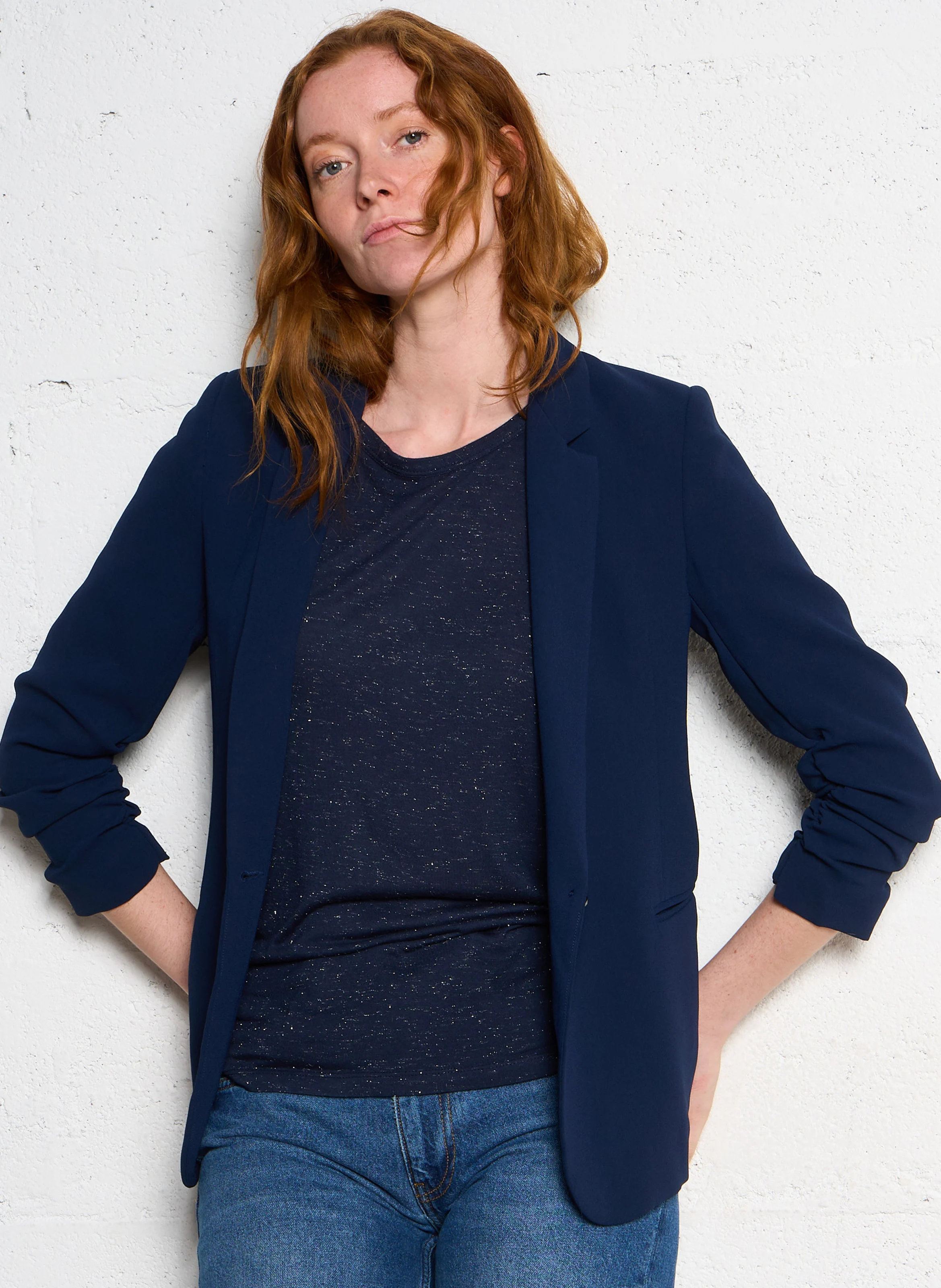 Veste de tailleur ajustée| Bleu