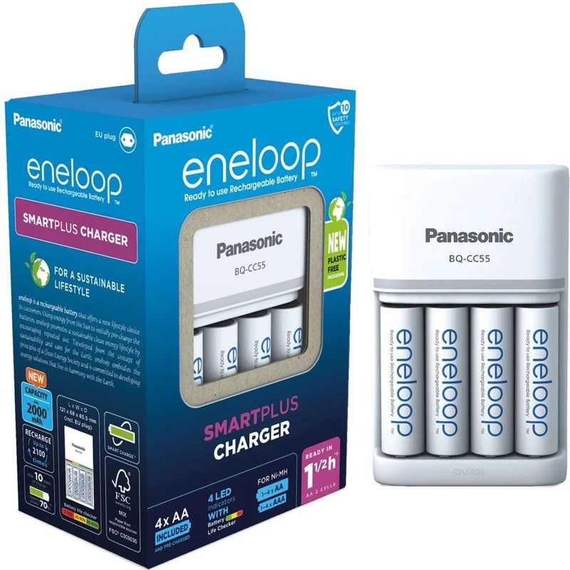 Panasonic - BQ-CC55 - Batterijlader - Inclusief Opbergdoosje - Geschikt voor AA/AAA