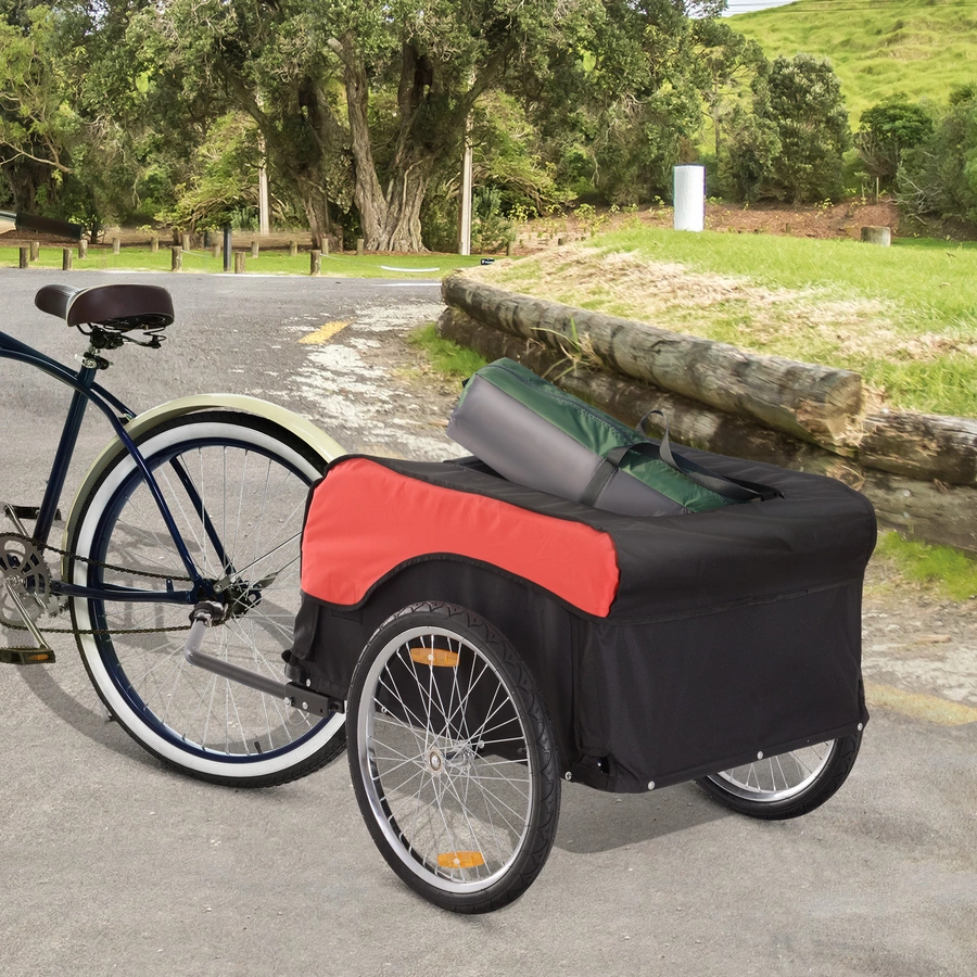 HOMCOM Transportanhänger fürs Fahrrad rot, schwarz