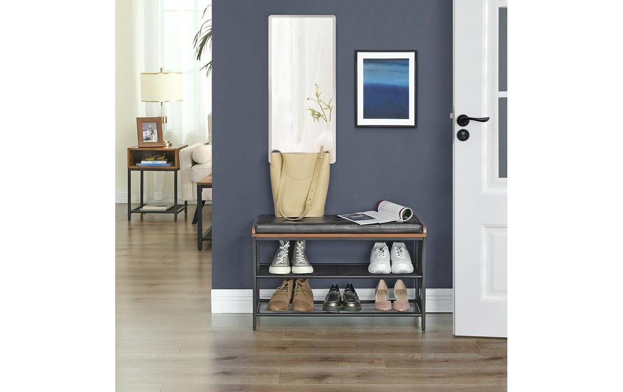 Schuhregal mit Sitzpolster 80 x 48 cm, Braun/SchwarzSchuhgestell