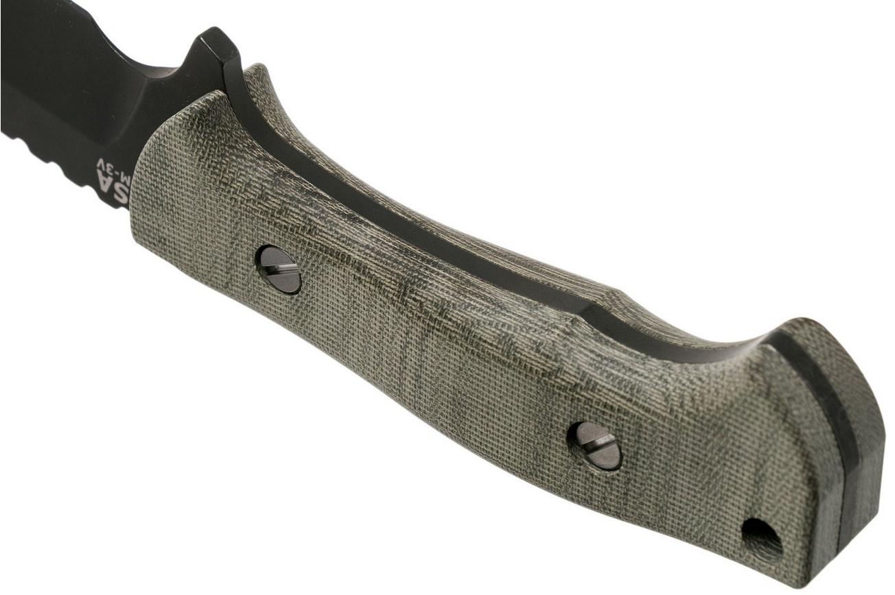 Rick Hinderer Ranch Harpoon Spanto Battle Black Green Micarta survivalmes