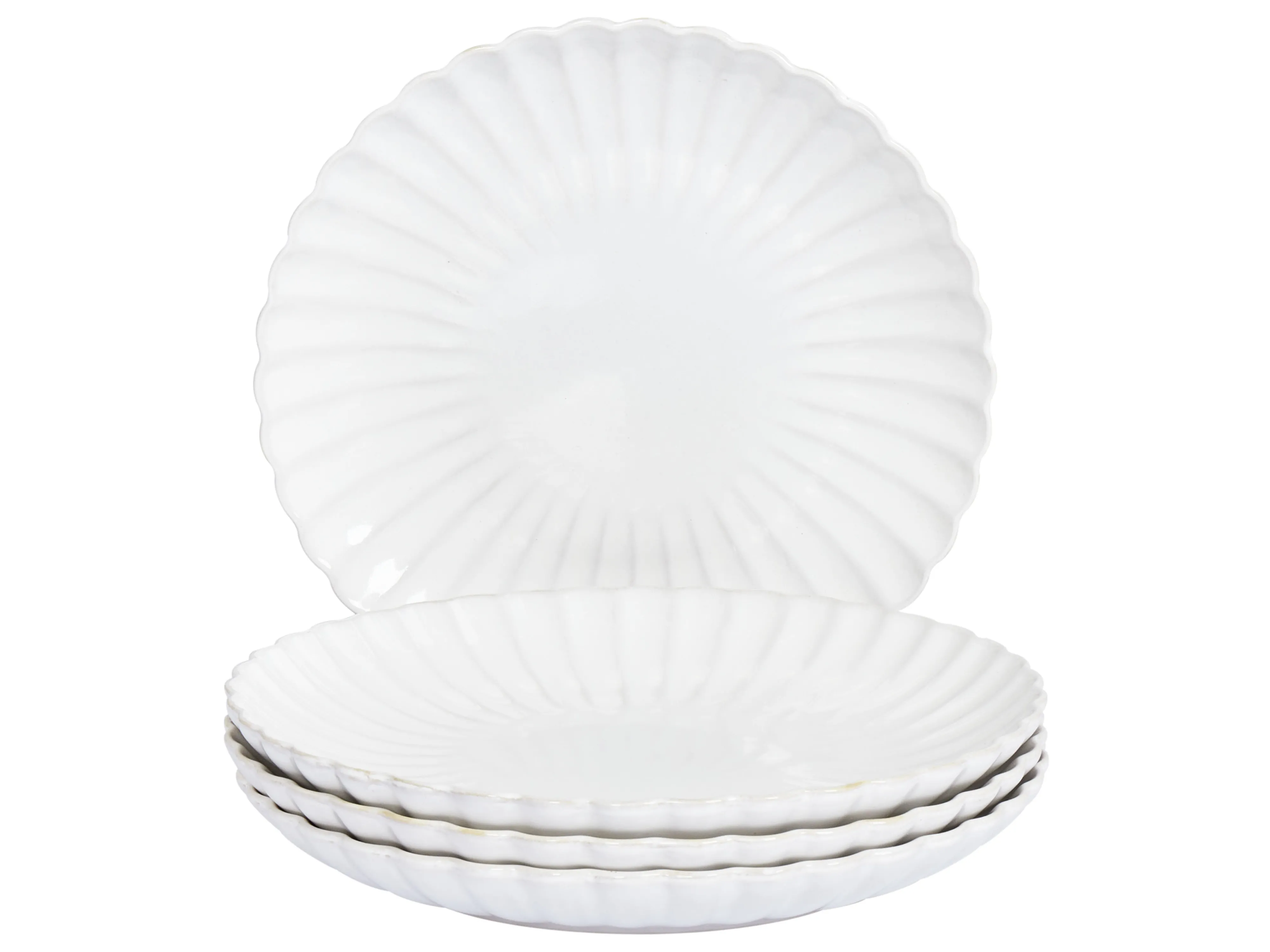 Set van 4 dinerborden NETTLE Steengoed Wit