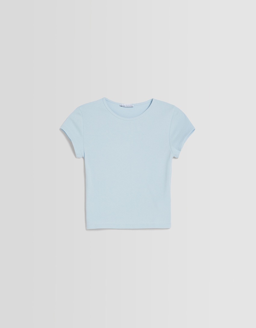 Camiseta canelada de manga curta