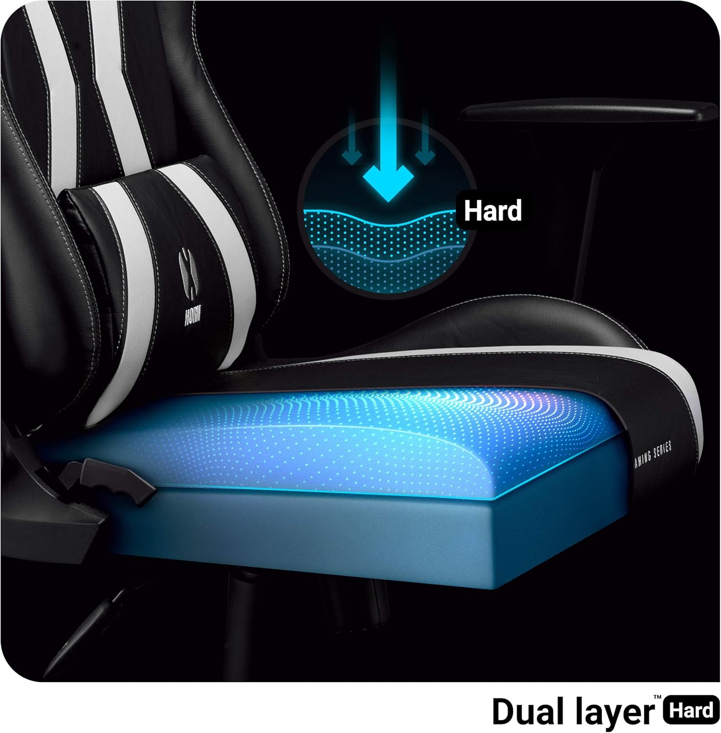 Diablo Gaming Stuhl X-Horn 2.0 Bürostuhl Gamer Chair Schreibtischstuhl 3D Armlehnen Ergonomisches Design Nacken/- Lendenkissen Kunstleder Wippfunktion Schwarz-Weiß Normal (L)