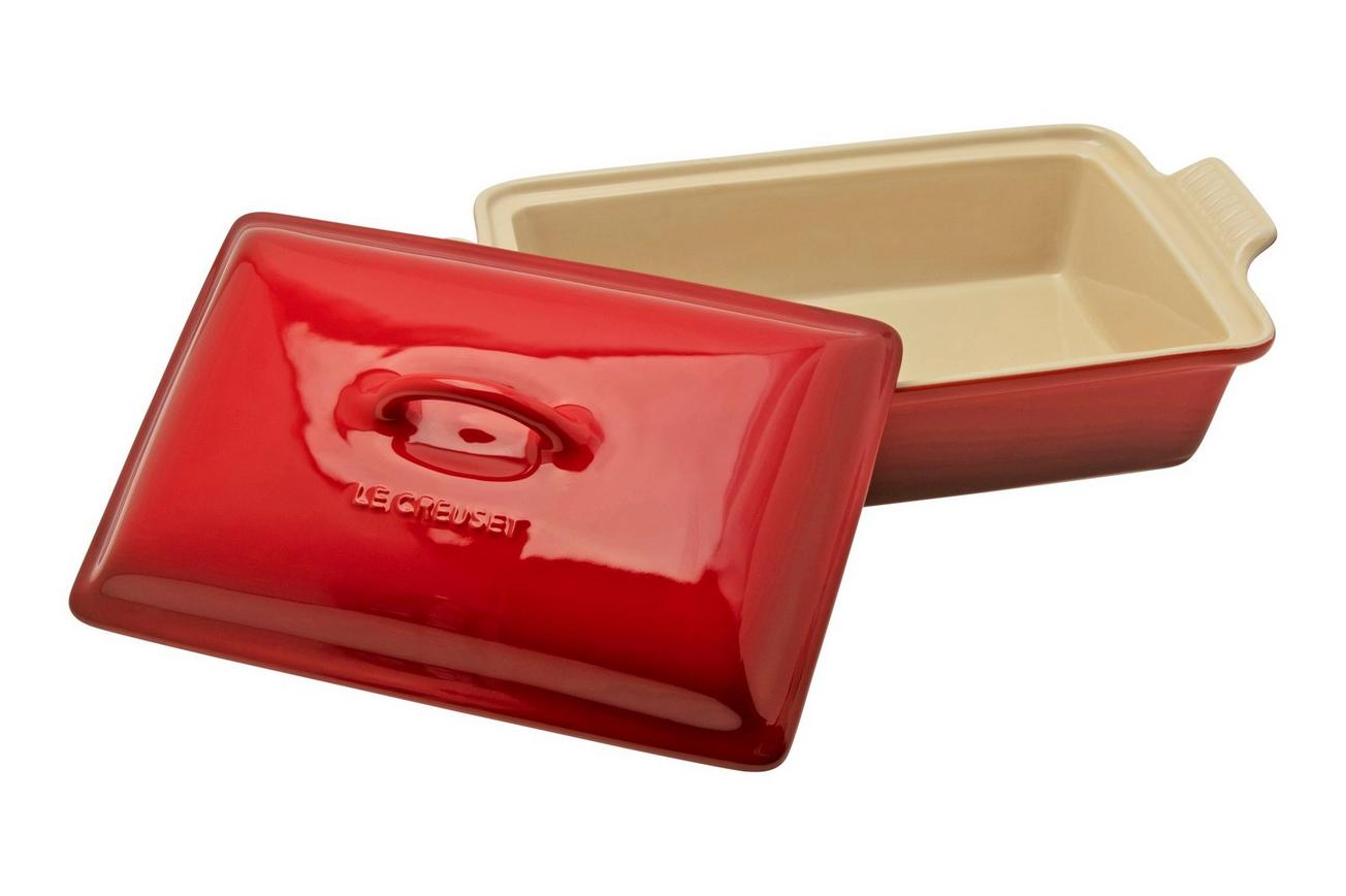 Le Creuset ovenschaal rechthoekig met deksel, 33 cm, rood
