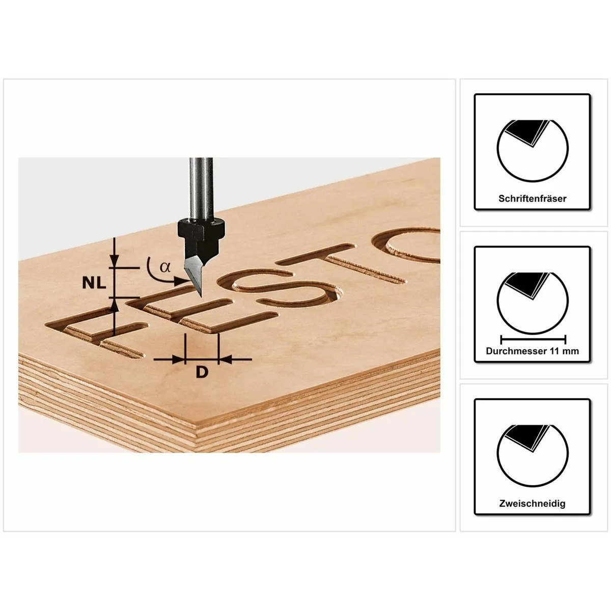 Festool HW S8 D11/60° Fraise à graver