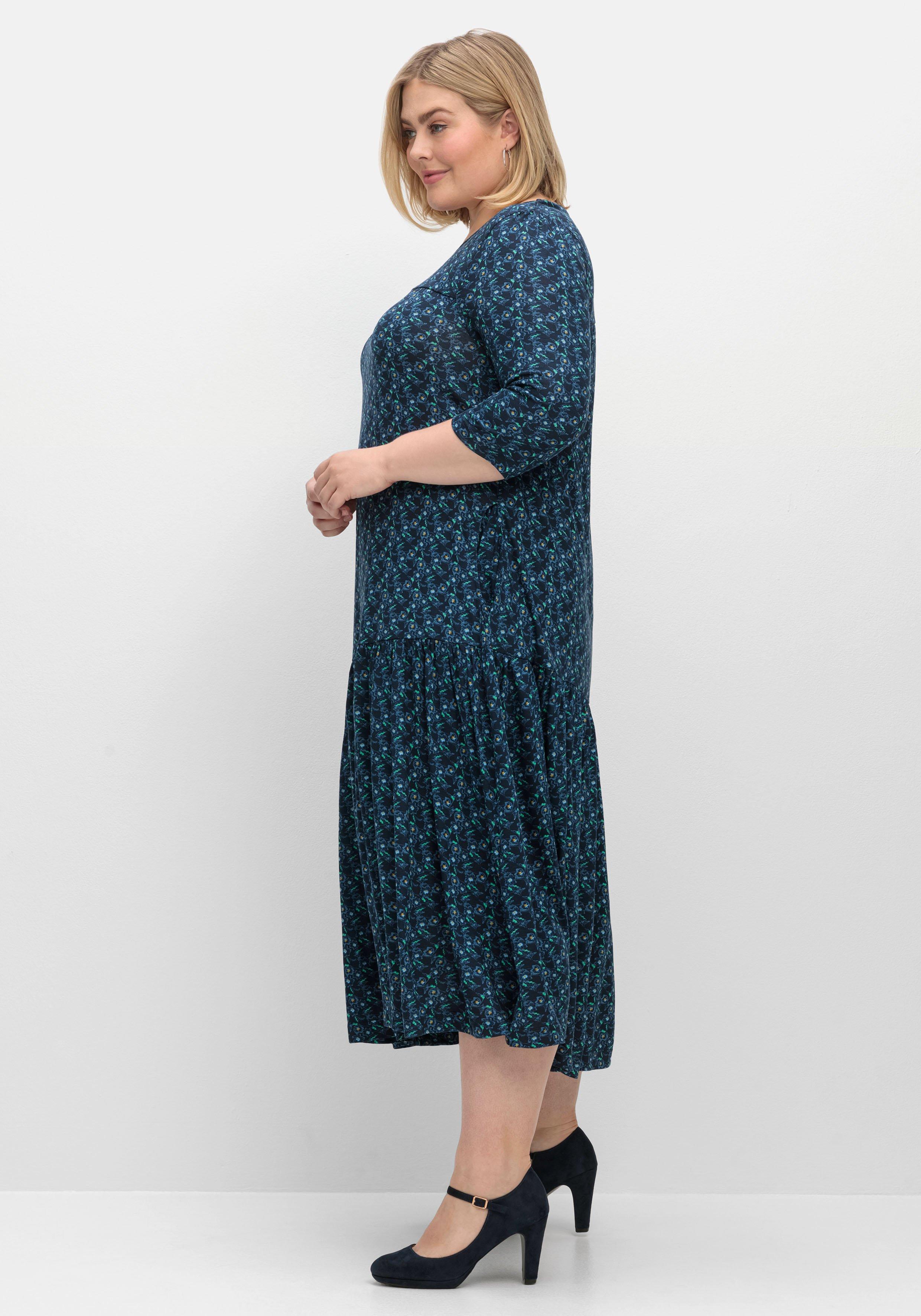 Jerseykleid in Midilänge, mit Blumenprint