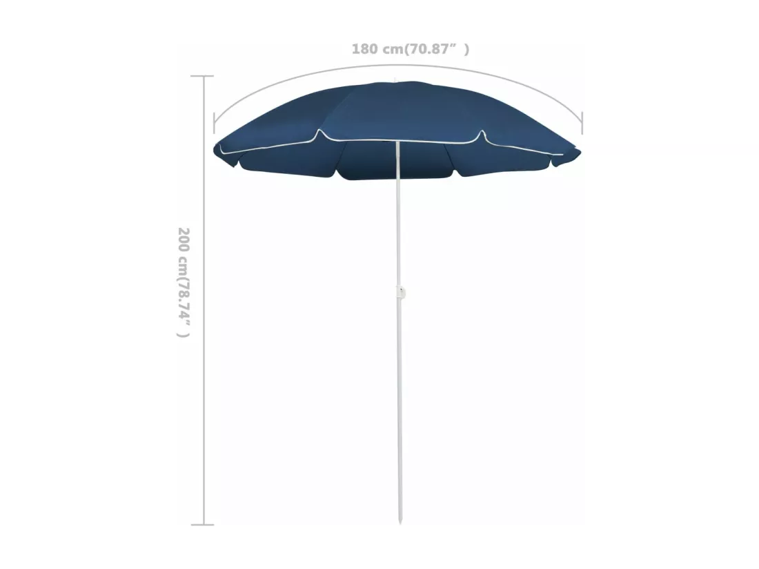 Parasol d'extérieur avec mât en acier Bleu 180 cm
