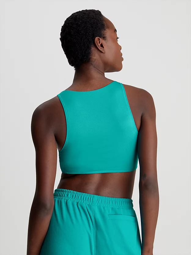 Top de biquíni cropped com monograma CK