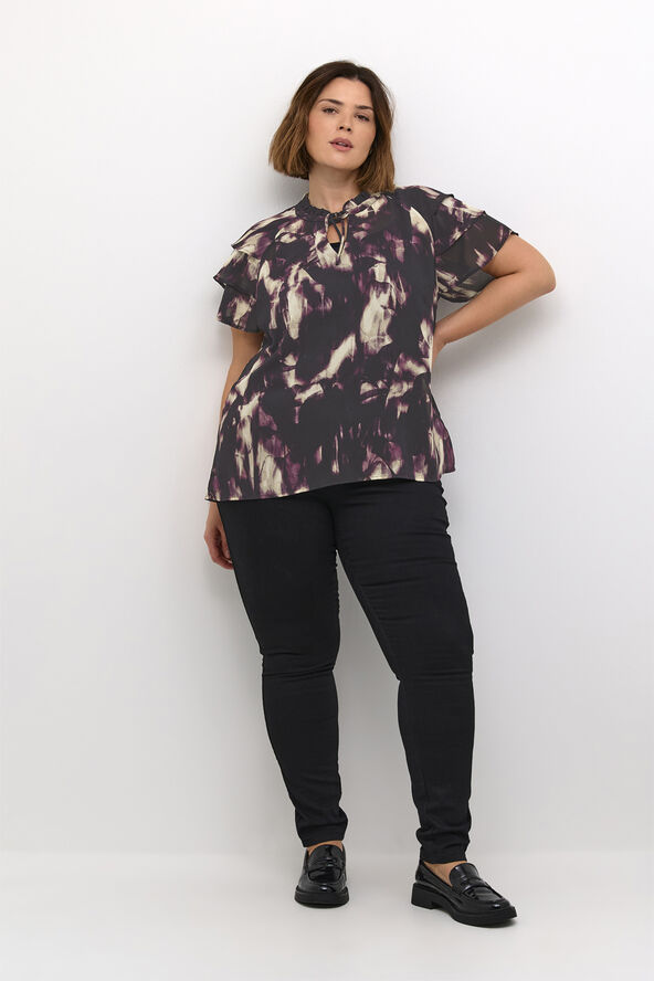 Kaffe Curve KCnour Flounce Blouse Purple blurry graphics