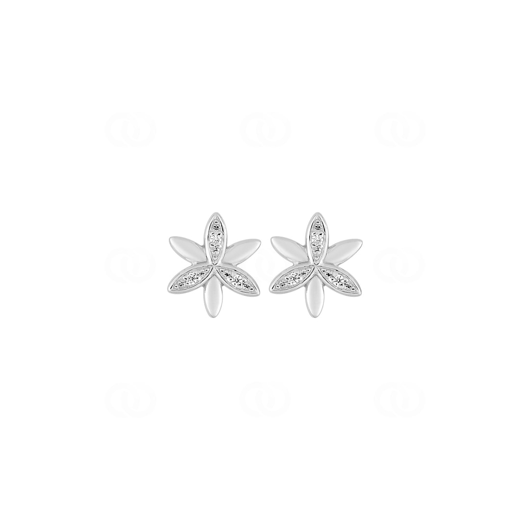 Ohrstecker 925 Silber rhodiniert Blume mit Zirkonia