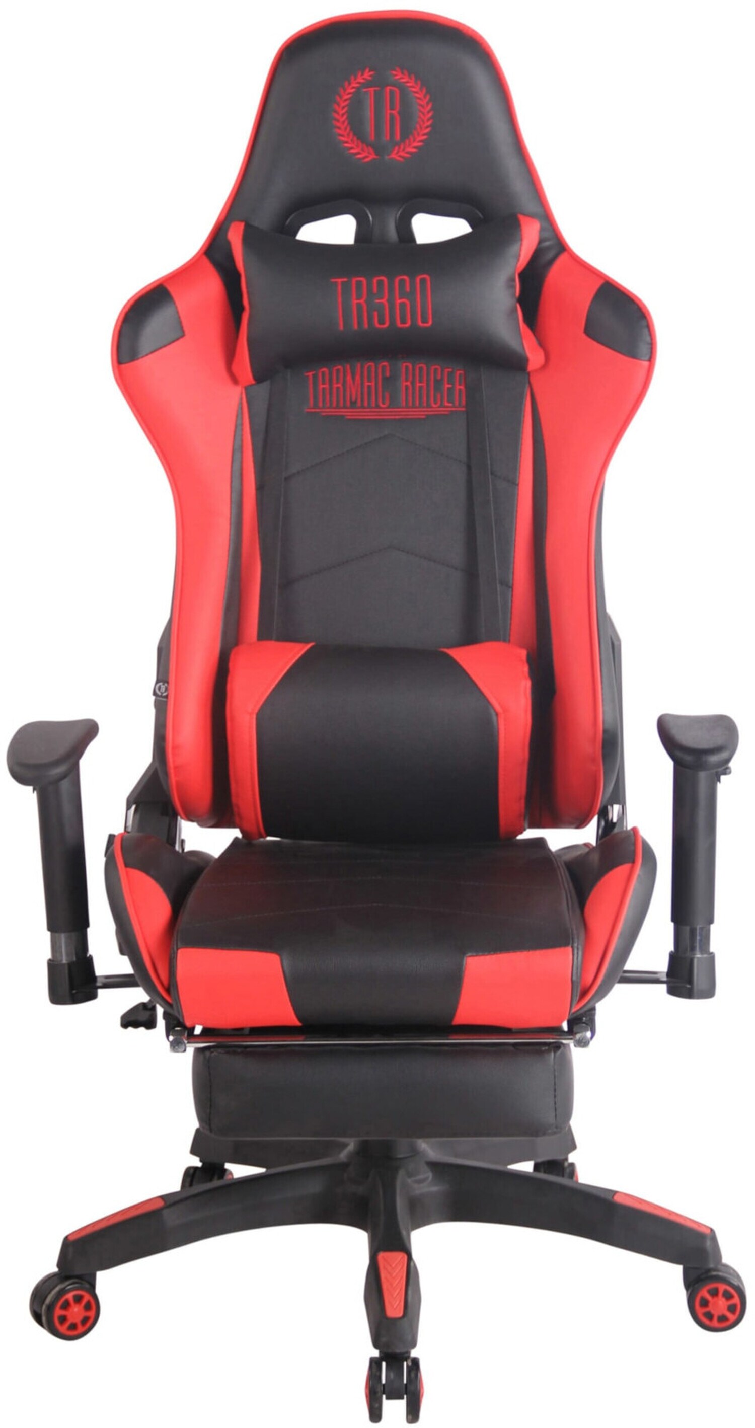 TPFLiving Racing Bürostuhl Turbine mit Fußablage Schwarz/Blau