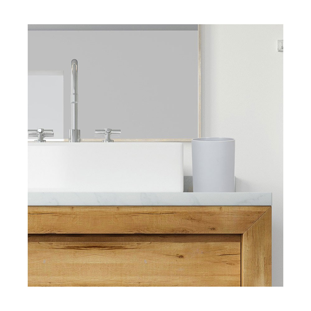 (7-tlg. Set) Bambus Badezimmer Accessoire Bad Essentials - Weiss / Braun