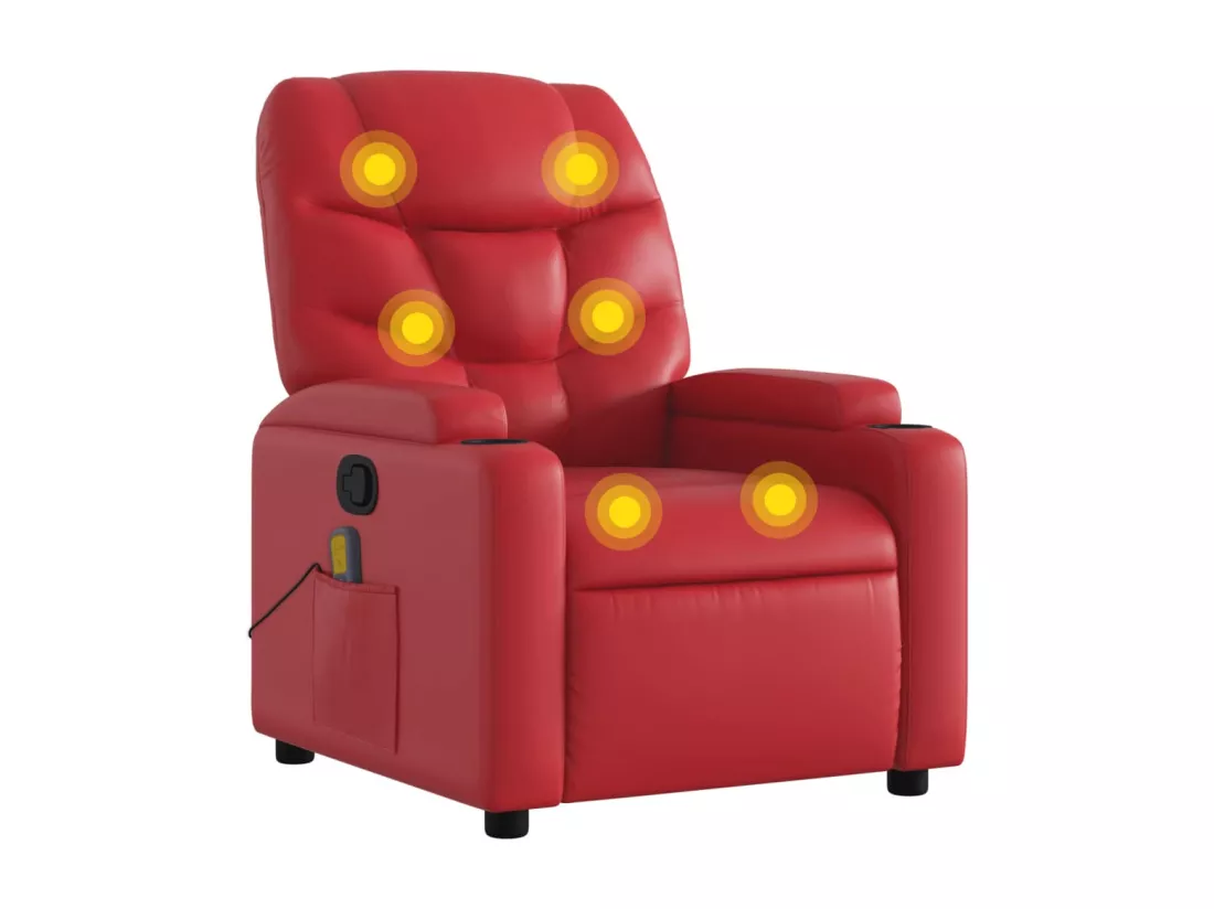 Fauteuil de massage inclinable rouge similicuir