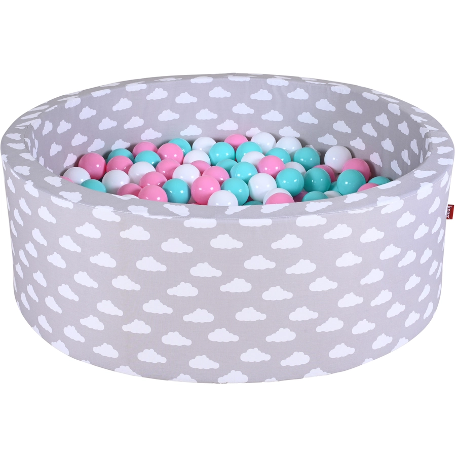 knorr toys® Bällebad soft - Grey white clouds -300 balls rosecremelightblue grau