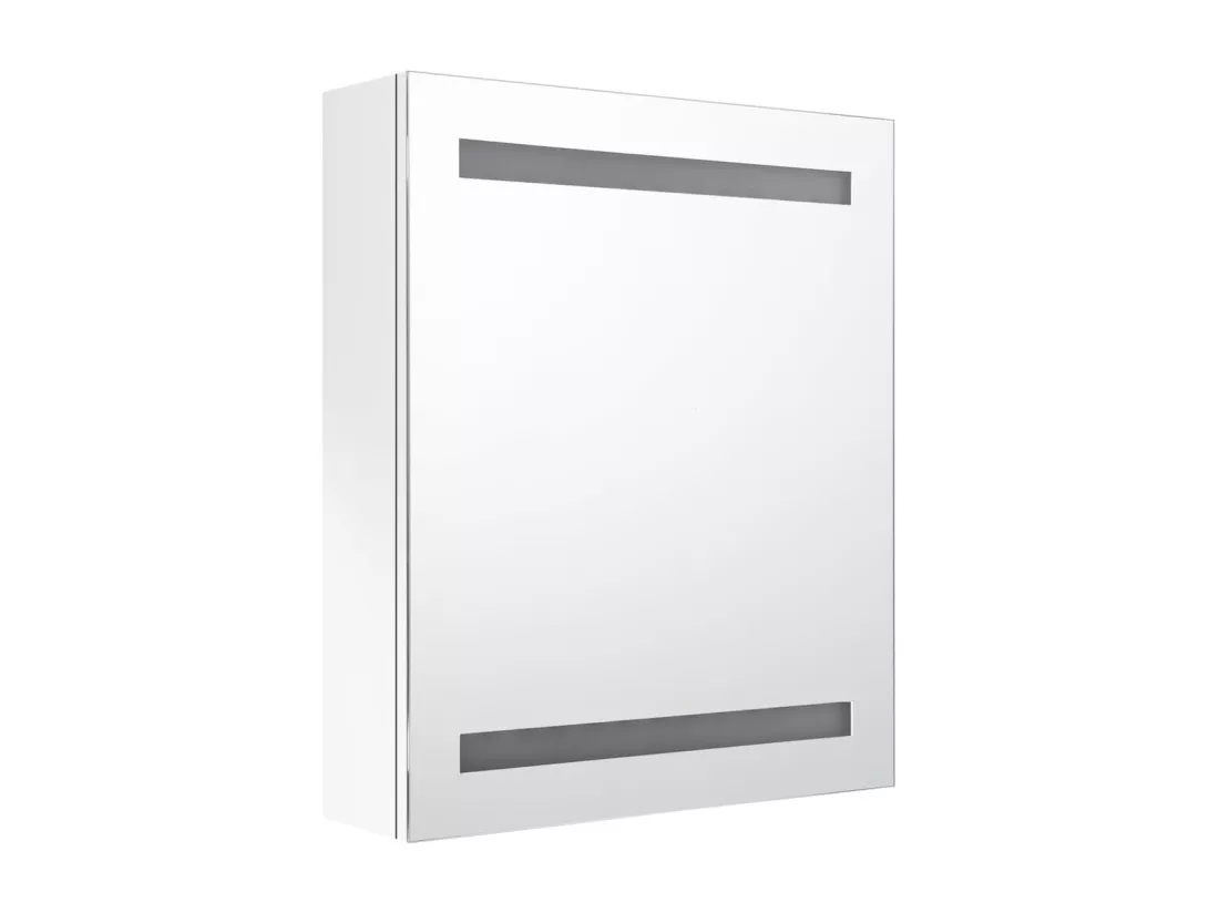 Armoire de salle de bain à miroir LED blanc brillant 50x14x60cm